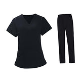 Maxbell 2xWoman Black Scrubs Set Work Uniforms Workwear for Worker Pet Groomer Durable Size L