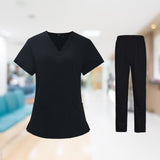 Maxbell 2xWoman Black Scrubs Set Work Uniforms Workwear for Worker Pet Groomer Durable Size L