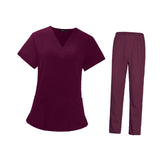 Maxbell Woman Nurse Scrubs Set Uniform Red Nurse Costume for Female Shrink Resistant Size M