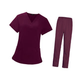 Maxbell Woman Nurse Scrubs Set Uniform Red Nurse Costume for Female Shrink Resistant Size M