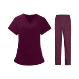 Maxbell Woman Nurse Scrubs Set Uniform Red Nurse Costume for Female Shrink Resistant Size M