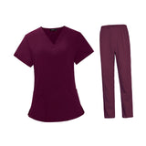 Maxbell Woman Nurse Scrubs Set Uniform Red Nurse Costume for Female Shrink Resistant Size M