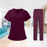 Maxbell Woman Nurse Scrubs Set Uniform Red Nurse Costume for Female Shrink Resistant Size M