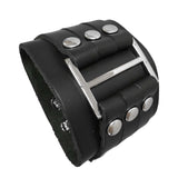 Maxbell Punk Bracelet Punk Rock Gifts PU Bracelet for Rock Jackets Anniversary Women Black