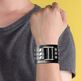 Maxbell Punk Bracelet Punk Rock Gifts PU Bracelet for Rock Jackets Anniversary Women Black