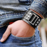 Maxbell Punk Bracelet Punk Rock Gifts PU Bracelet for Rock Jackets Anniversary Women Black