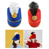 Maxbell 2xAmerican Marching Band Hat with Feather for Stage Performance Party Dress up blue