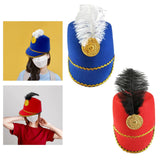 Maxbell 2xAmerican Marching Band Hat with Feather for Stage Performance Party Dress up blue