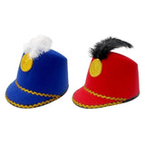 Maxbell 2xAmerican Marching Band Hat with Feather for Stage Performance Party Dress up blue