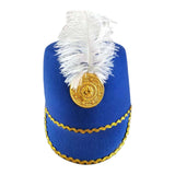 Maxbell 2xAmerican Marching Band Hat with Feather for Stage Performance Party Dress up blue