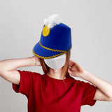 Maxbell 2xAmerican Marching Band Hat with Feather for Stage Performance Party Dress up blue