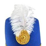 Maxbell 2xAmerican Marching Band Hat with Feather for Stage Performance Party Dress up blue