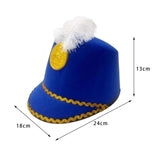 Maxbell 2xAmerican Marching Band Hat with Feather for Stage Performance Party Dress up blue