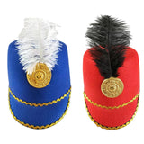 Maxbell 2xAmerican Marching Band Hat with Feather for Stage Performance Party Dress up blue