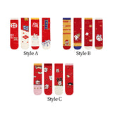 Maxbell 4 Pairs Kids New Year Socks Lightweight Autumn Winter Elastic Mid Calf Socks Style A