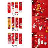 Maxbell 4 Pairs Kids New Year Socks Lightweight Autumn Winter Elastic Mid Calf Socks Style A