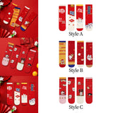 Maxbell 4 Pairs Kids New Year Socks Lightweight Autumn Winter Elastic Mid Calf Socks Style A