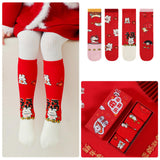 Maxbell 4 Pairs Kids New Year Socks Lightweight Autumn Winter Elastic Mid Calf Socks Style C