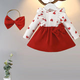 Maxbell Newborn Baby Christmas Dress Bow Dress Outfits for New Year Festival Holiday 6 to 9M
