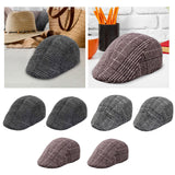 Maxbell 5xBeret Hat Autumn Winter Classic Plaid Flat Cap for Outdoor Driving Traveling Dark Gray Adult