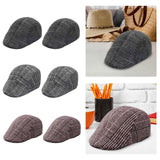 Maxbell 3xBeret Hat Autumn Winter Classic Plaid Flat Cap for Outdoor Driving Traveling Dark Gray Adult