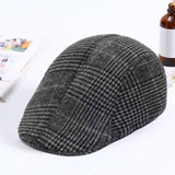 Maxbell 6xBeret Hat Autumn Winter Classic Plaid Flat Cap for Outdoor Driving Traveling Dark Gray Adult