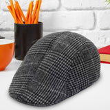 Maxbell 6xBeret Hat Autumn Winter Classic Plaid Flat Cap for Outdoor Driving Traveling Dark Gray Adult