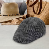 Maxbell 6xBeret Hat Autumn Winter Classic Plaid Flat Cap for Outdoor Driving Traveling Dark Gray Adult