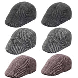 Maxbell 2xBeret Hat Autumn Winter Classic Plaid Flat Cap for Outdoor Driving Traveling Dark Gray Adult