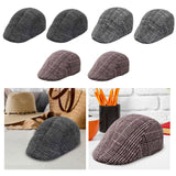 Maxbell 5xBeret Hat Autumn Winter Classic Plaid Flat Cap for Outdoor Driving Traveling Dark Gray Adult
