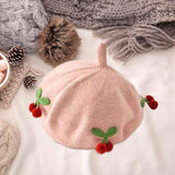 Maxbell Baby Beret Hat Casual Warm Beanie Cap for Winter Autumn Little Girls Outdoor Pink