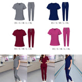 Maxbell 2xNursing Uniforms Scrub Set Nurse Top and Pants for Cosmetology Pet Groomer