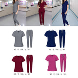 Maxbell 2xNursing Uniforms Scrub Set Nurse Top and Pants for Cosmetology Pet Groomer