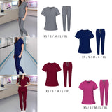 Maxbell 2xNursing Uniforms Scrub Set Nurse Top and Pants for Cosmetology Pet Groomer