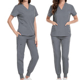 Maxbell 2xNursing Uniforms Scrub Set Nurse Top and Pants for Cosmetology Pet Groomer