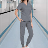 Maxbell 2xNursing Uniforms Scrub Set Nurse Top and Pants for Cosmetology Pet Groomer