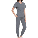 Maxbell 2xNursing Uniforms Scrub Set Nurse Top and Pants for Cosmetology Pet Groomer