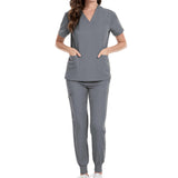 Maxbell 2xNursing Uniforms Scrub Set Nurse Top and Pants for Cosmetology Pet Groomer
