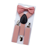 Maxbell 4xKids Suspenders with Bow Tie Y Back Durable for suits Trousers Dance Costume Pink