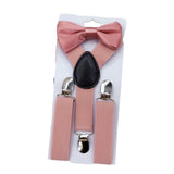 Maxbell 4xKids Suspenders with Bow Tie Y Back Durable for suits Trousers Dance Costume Pink
