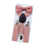 Maxbell 4xKids Suspenders with Bow Tie Y Back Durable for suits Trousers Dance Costume Pink