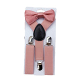 Maxbell 4xKids Suspenders with Bow Tie Y Back Durable for suits Trousers Dance Costume Pink