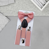 Maxbell 4xKids Suspenders with Bow Tie Y Back Durable for suits Trousers Dance Costume Pink