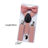 Maxbell 2xKids Suspenders with Bow Tie Y Back Durable for suits Trousers Dance Costume Pink