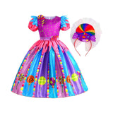 Maxbell 3xLittle Girls Candy Dress Rainbow Dress for Pretend Play Holiday Themed Party 130