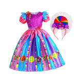 Maxbell 2xLittle Girls Candy Dress Rainbow Dress for Pretend Play Holiday Themed Party 130