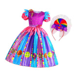 Maxbell 2xLittle Girls Candy Dress Rainbow Dress for Pretend Play Holiday Themed Party 140