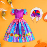 Maxbell 2xLittle Girls Candy Dress Rainbow Dress for Pretend Play Holiday Themed Party 140