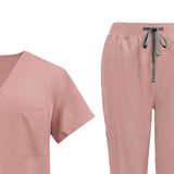 Maxbell 2xNursing Uniforms Scrub Set Short Sleeve Nurse Top and Pants for Pet Groomer