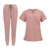 Maxbell 2xNursing Uniforms Scrub Set Short Sleeve Nurse Top and Pants for Pet Groomer